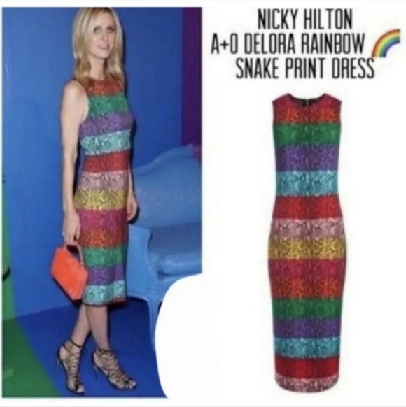 Alice + Olivia Delora Rainbow Snake Print Midi Dress Size 0 NWT $395 - Picture 9 of 14
